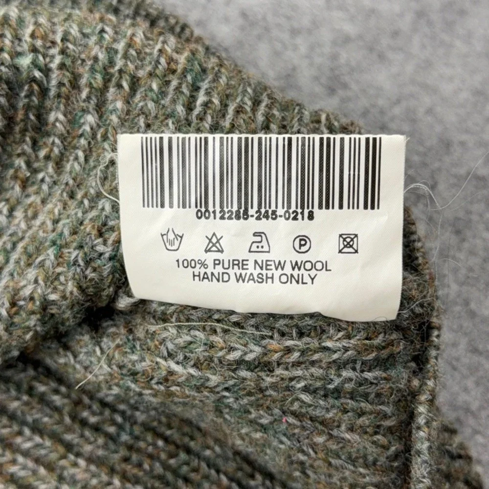 Barbour Sweater Mens XL Green Tyne Zip Neck 100% Pure Wool Heavy Knit Scotland